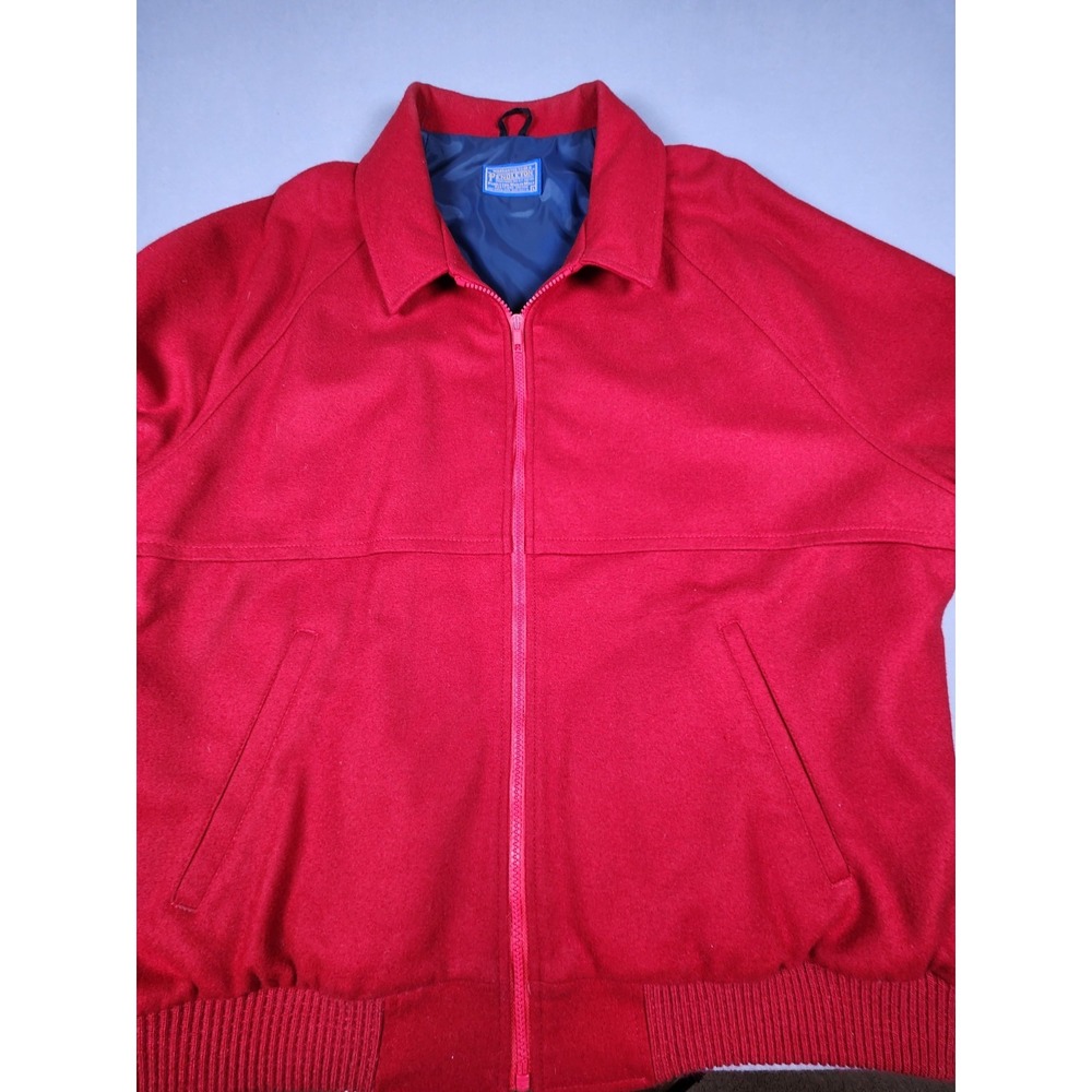 Vitage Pendleton Men's Red Virgin Wool Bomber Jacket Full Zip Lined L USA Made